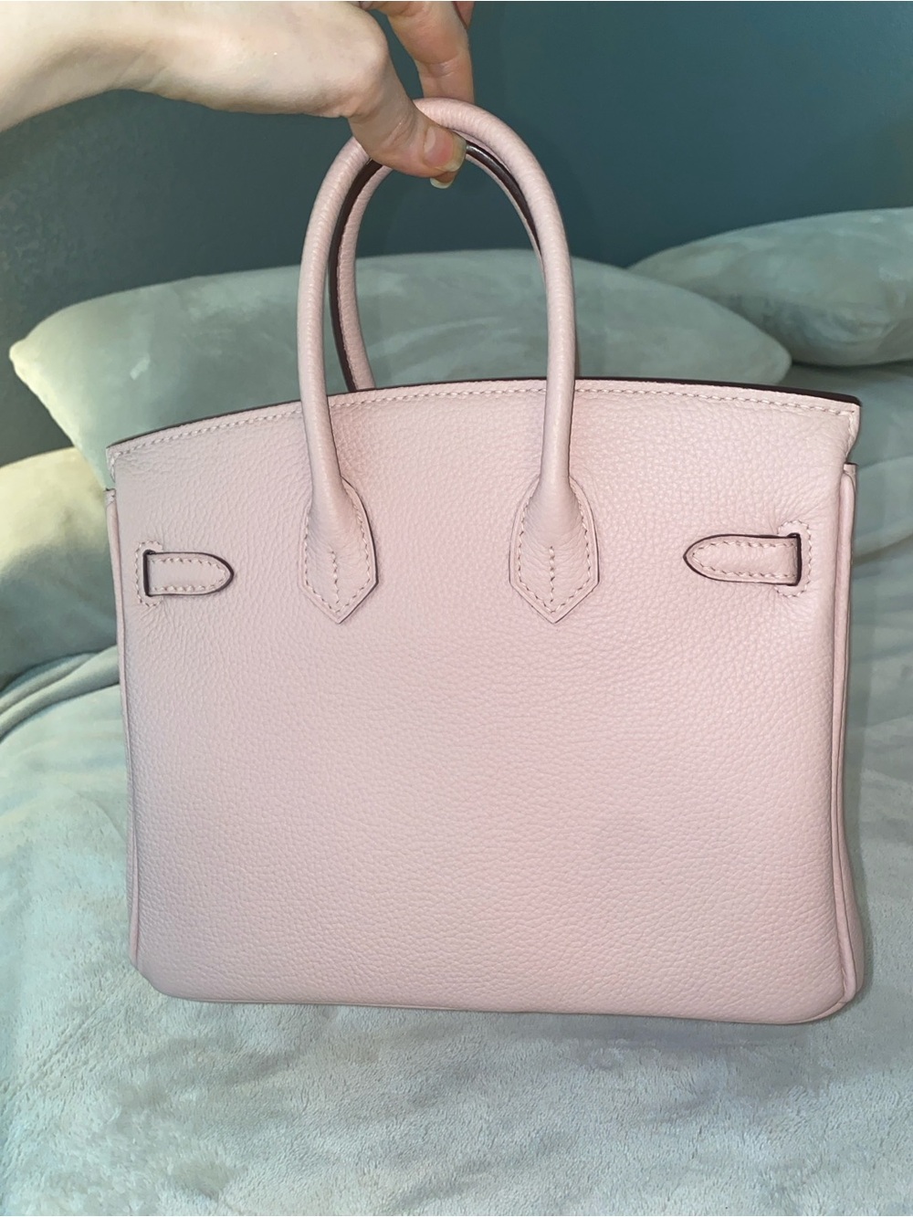 25cm light pink Togo leather top handle handbag bk25 - Picture 7 of 9